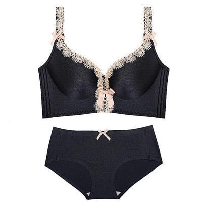 Cute Seamless Underwear Set - Women Push Up ABC Cup Ladies Bra Set - Comfortable, Breathable, Wire Free Brassiere + Panties Set (TSB4)