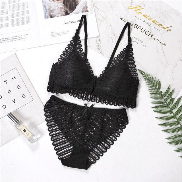 Sexy Lace Bra + Panty Set - Front Closure Seamless Push Up Bra -Wireless Lingerie Set (TSB4)(F27)
