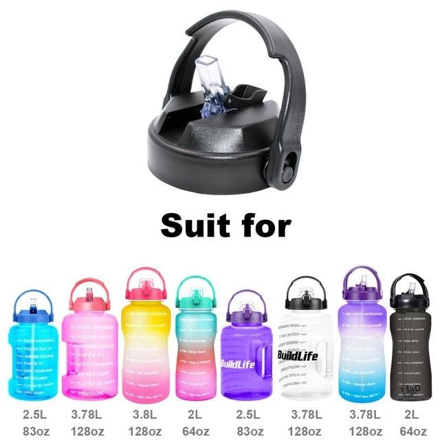 2.5L 3.78L Wide Mouth Mobile Holder Gallon Water Bottles Flik-Flop BPA Free Sport Fitness Tourism GYM Travel Outdoor Jugs (F61)(1AK1)