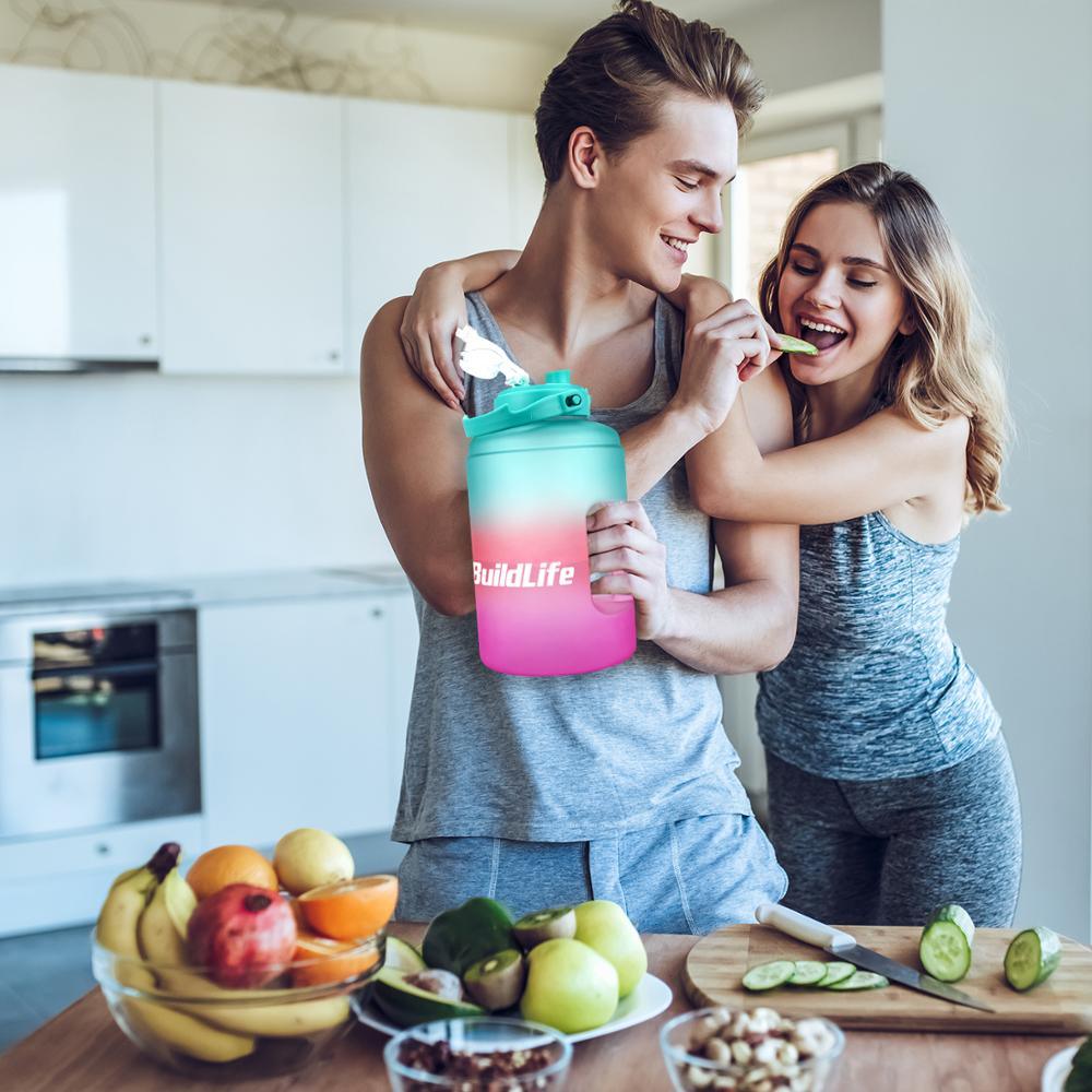 2.5L 3.78L Wide Mouth Mobile Holder Gallon Water Bottles Flik-Flop BPA Free Sport Fitness Tourism GYM Travel Outdoor Jugs (F61)(1AK1)