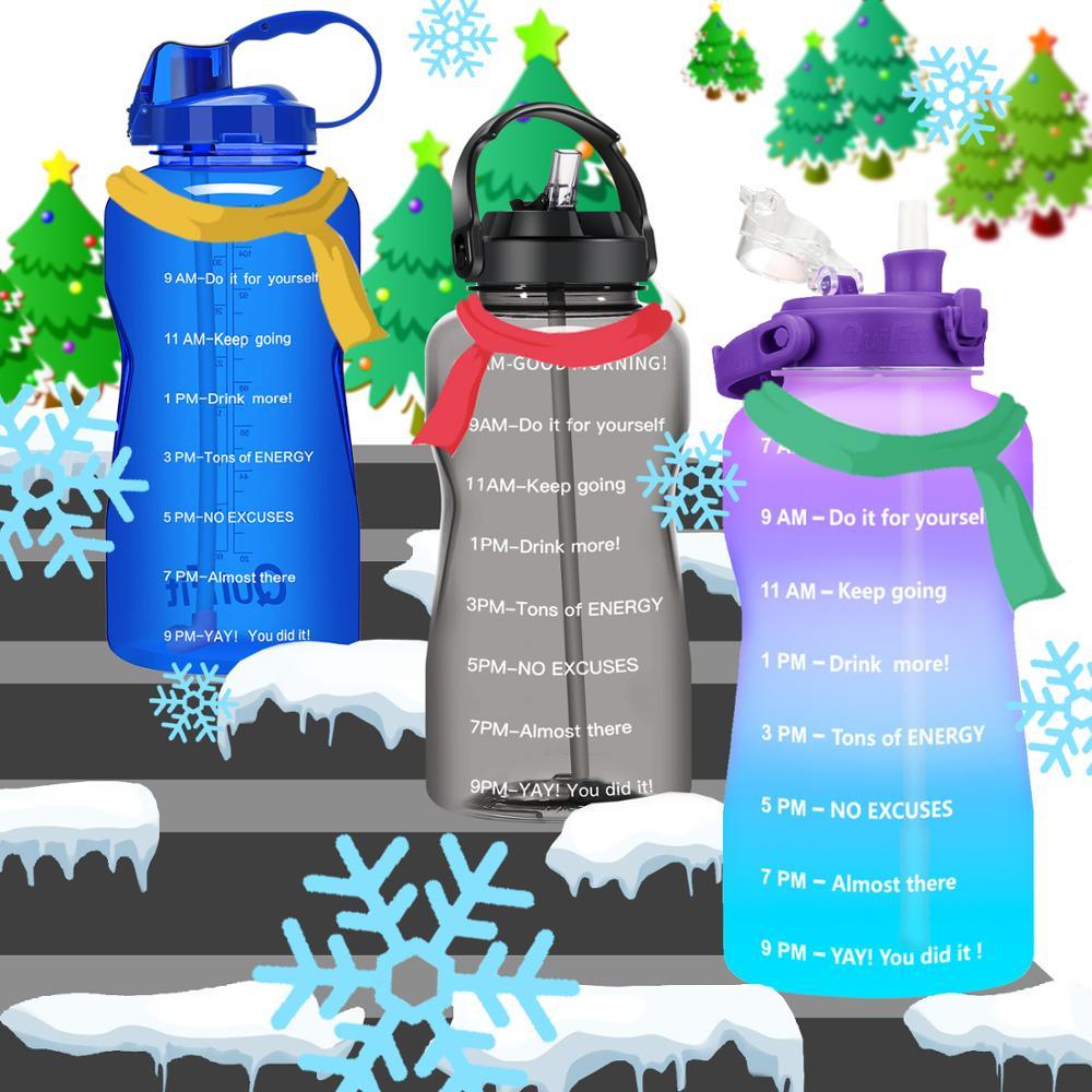 Trending 2L 3.8L Gallon Tritan Sports Water Bottle with Straw - Big Protein Shaker Drink Bottles (D61)(FHB)(1AK1)