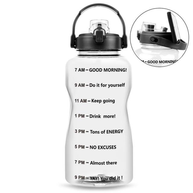2L 64OZ 3.8L 128OZ Motivational Water Bottle With Time Marker Flip-Flop BPA Free Portable Sports Phone Stand GYM Jug (FHB)(1AK1)(1U24)(F24)(1U101)(1U9)(F101)