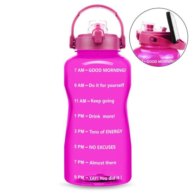 2L 64OZ 3.8L 128OZ Motivational Water Bottle With Time Marker Flip-Flop BPA Free Portable Sports Phone Stand GYM Jug (FHB)(1AK1)(1U24)(F24)(1U101)(1U9)(F101)