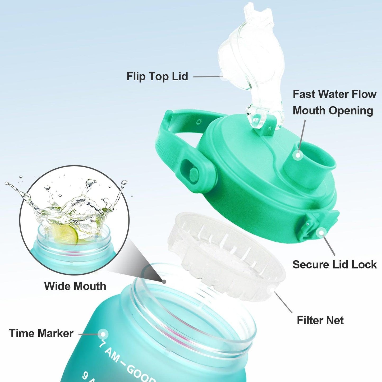 2L 64OZ 3.8L 128OZ Motivational Water Bottle With Time Marker Flip-Flop BPA Free Portable Sports Phone Stand GYM Jug (FHB)(1AK1)(1U24)(F24)(1U101)(1U9)(F101)