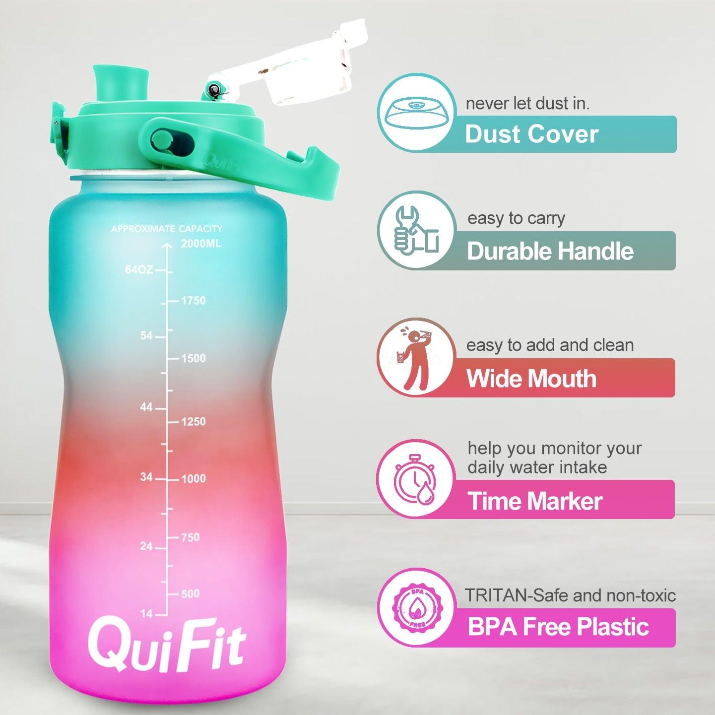 2L 64OZ 3.8L 128OZ Motivational Water Bottle With Time Marker Flip-Flop BPA Free Portable Sports Phone Stand GYM Jug (FHB)(1AK1)(1U24)(F24)(1U101)(1U9)(F101)