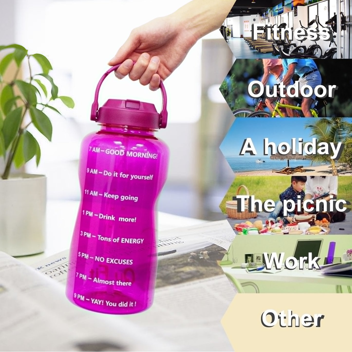 Sport 3.8L 2L Wide Mouth Gallon Tritan Water Bottle With Straw BPA Free (FHB)(F61)(1AK1)