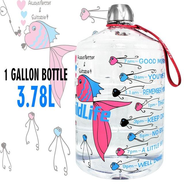 Great 128oz 73oz 43oz 1 Gallon BPA Free Plastic Big Drink Water Bottle Jug Gourd - Travel Sports Fitness GYM Water-bottle (FHB)(1AK1)