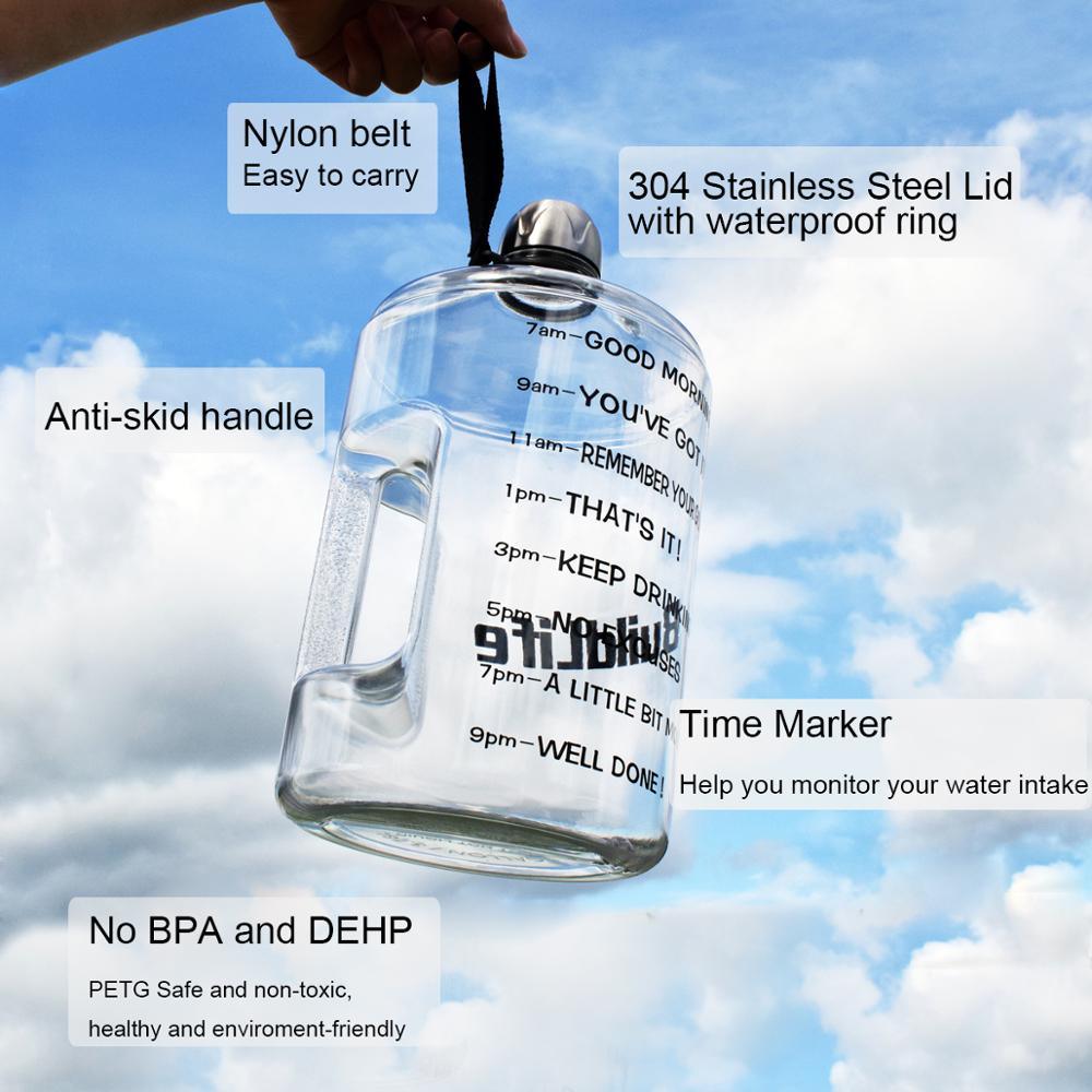 Great 128oz 73oz 43oz 1 Gallon BPA Free Plastic Big Drink Water Bottle Jug Gourd - Travel Sports Fitness GYM Water-bottle (FHB)(1AK1)