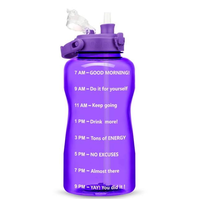 Gallon Water Bottle with Straw 3.8 & 2 Litre Large Capacity Tritan BPA Free Motivational Quote Time Marker Fitness Jugs (FHB)(1AK1)(1U24)(F24)(1U101)(1U9)(F101)
