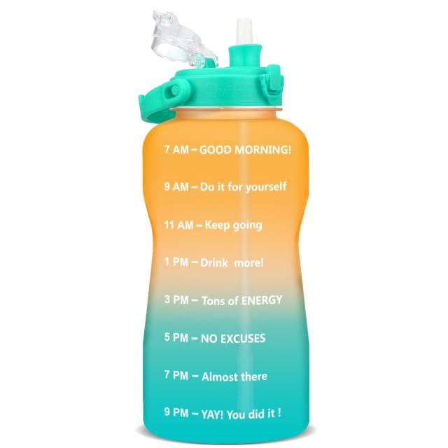 Gallon Water Bottle with Straw 3.8 & 2 Litre Large Capacity Tritan BPA Free Motivational Quote Time Marker Fitness Jugs (FHB)(1AK1)(1U24)(F24)(1U101)(1U9)(F101)