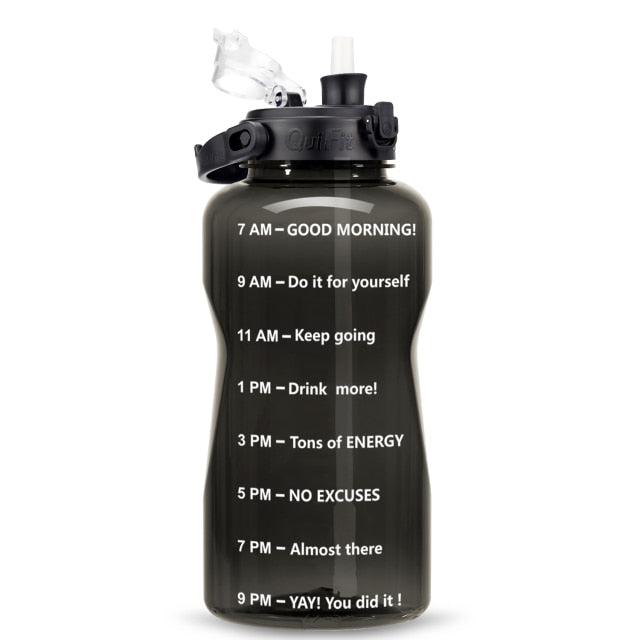Gallon Water Bottle with Straw 3.8 & 2 Litre Large Capacity Tritan BPA Free Motivational Quote Time Marker Fitness Jugs (FHB)(1AK1)(1U24)(F24)(1U101)(1U9)(F101)