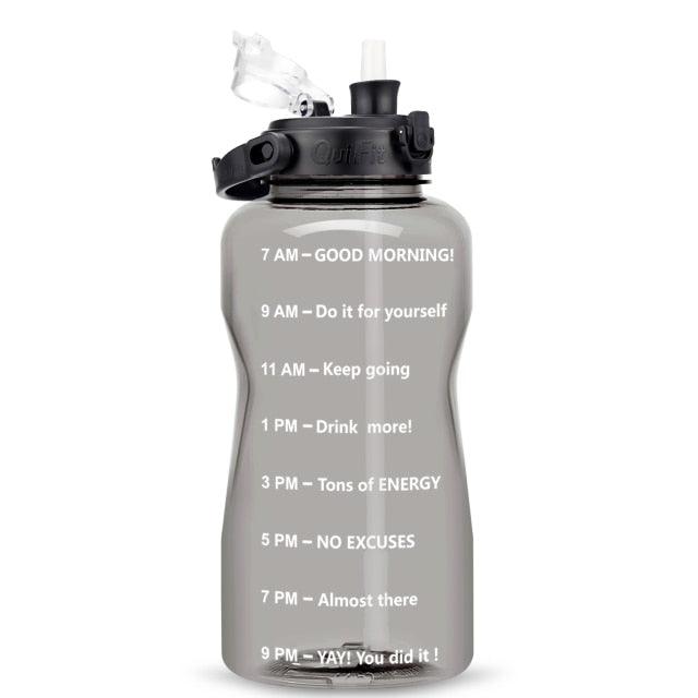 Gallon Water Bottle with Straw 3.8 & 2 Litre Large Capacity Tritan BPA Free Motivational Quote Time Marker Fitness Jugs (FHB)(1AK1)(1U24)(F24)(1U101)(1U9)(F101)