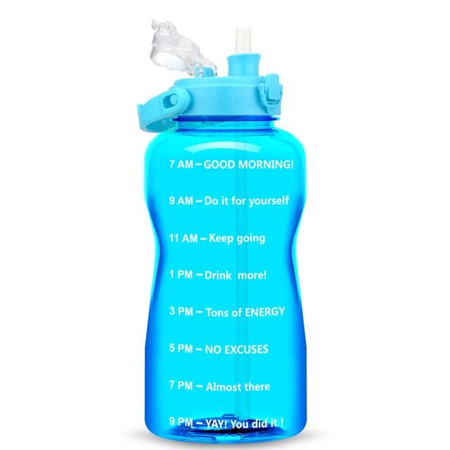 Gallon Water Bottle with Straw 3.8 & 2 Litre Large Capacity Tritan BPA Free Motivational Quote Time Marker Fitness Jugs (FHB)(1AK1)(1U24)(F24)(1U101)(1U9)(F101)