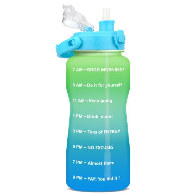 Gallon Water Bottle with Straw 3.8 & 2 Litre Large Capacity Tritan BPA Free Motivational Quote Time Marker Fitness Jugs (FHB)(1AK1)(1U24)(F24)(1U101)(1U9)(F101)