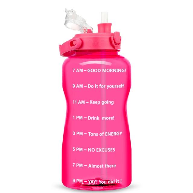 Gallon Water Bottle with Straw 3.8 & 2 Litre Large Capacity Tritan BPA Free Motivational Quote Time Marker Fitness Jugs (FHB)(1AK1)(1U24)(F24)(1U101)(1U9)(F101)