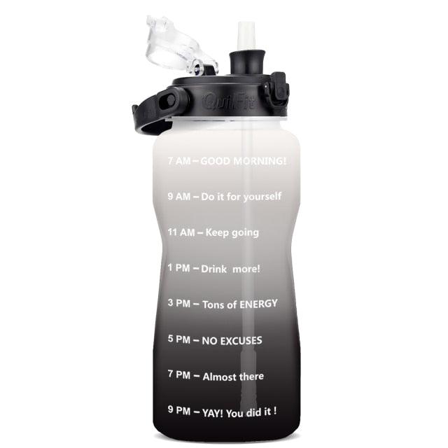 Gallon Water Bottle with Straw 3.8 & 2 Litre Large Capacity Tritan BPA Free Motivational Quote Time Marker Fitness Jugs (FHB)(1AK1)(1U24)(F24)(1U101)(1U9)(F101)