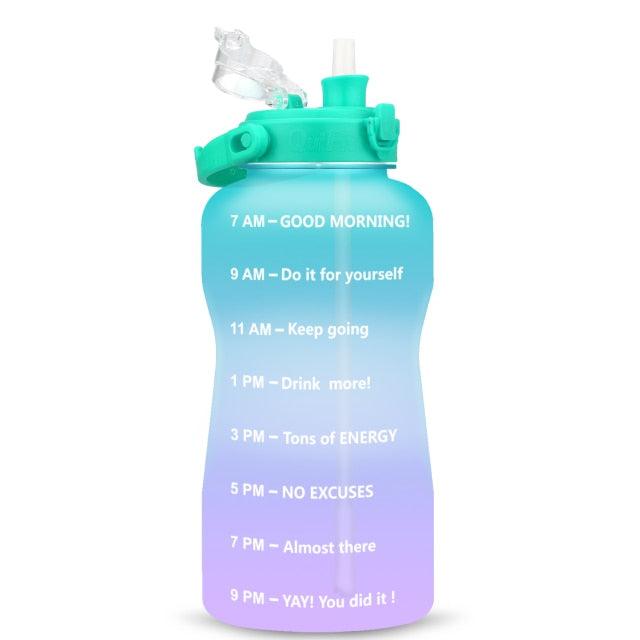 Gallon Water Bottle with Straw 3.8 & 2 Litre Large Capacity Tritan BPA Free Motivational Quote Time Marker Fitness Jugs (FHB)(1AK1)(1U24)(F24)(1U101)(1U9)(F101)