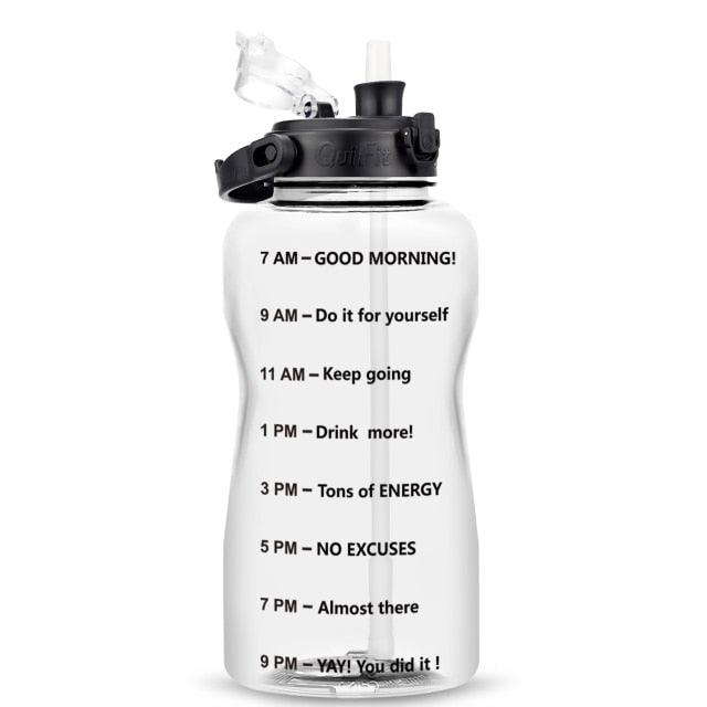 Gallon Water Bottle with Straw 3.8 & 2 Litre Large Capacity Tritan BPA Free Motivational Quote Time Marker Fitness Jugs (FHB)(1AK1)(1U24)(F24)(1U101)(1U9)(F101)