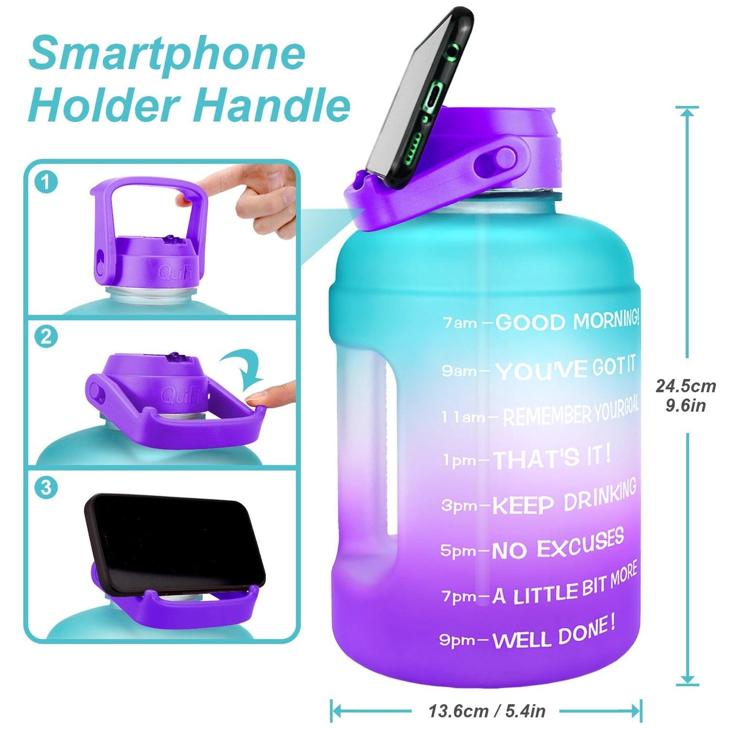 Amazing Water Bottle 2.2L 73oz Motivational with Straw Leakproof BPA Free Sports Travel Water Jug Time Marker Help to Lose Weight(FHB)(1AK1)(1U24)(F24)(1U101)(1U9)(F101)