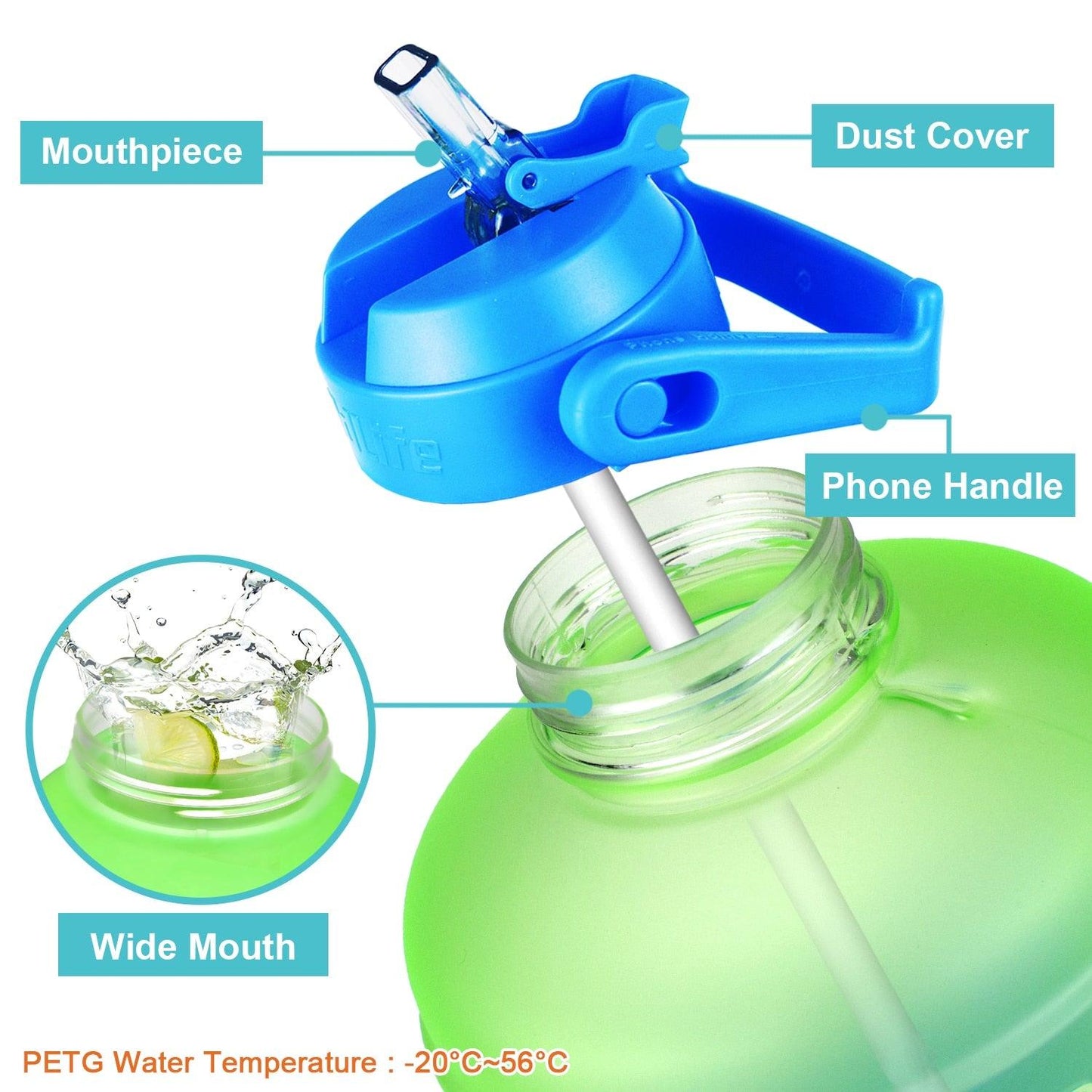 Amazing Water Bottle 2.2L 73oz Motivational with Straw Leakproof BPA Free Sports Travel Water Jug Time Marker Help to Lose Weight(FHB)(1AK1)(1U24)(F24)(1U101)(1U9)(F101)