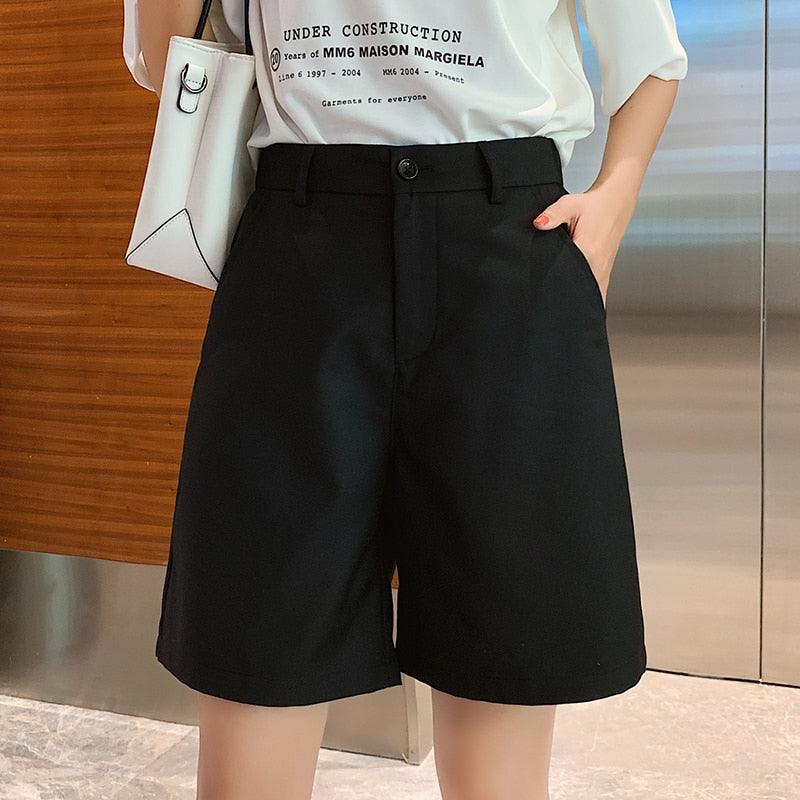 Plus Size New Summer Formal Half Pants - High Waist Wide Leg Women Pants (BP)