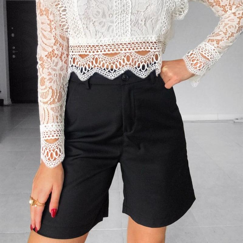 Plus Size New Summer Formal Half Pants - High Waist Wide Leg Women Pants (BP)