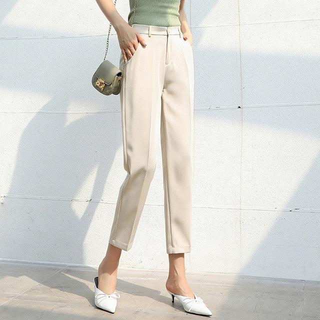 New Spring Summer Women Formal Pants - High Waist Elegant Office Lady Chic Pants (D25)(BP)