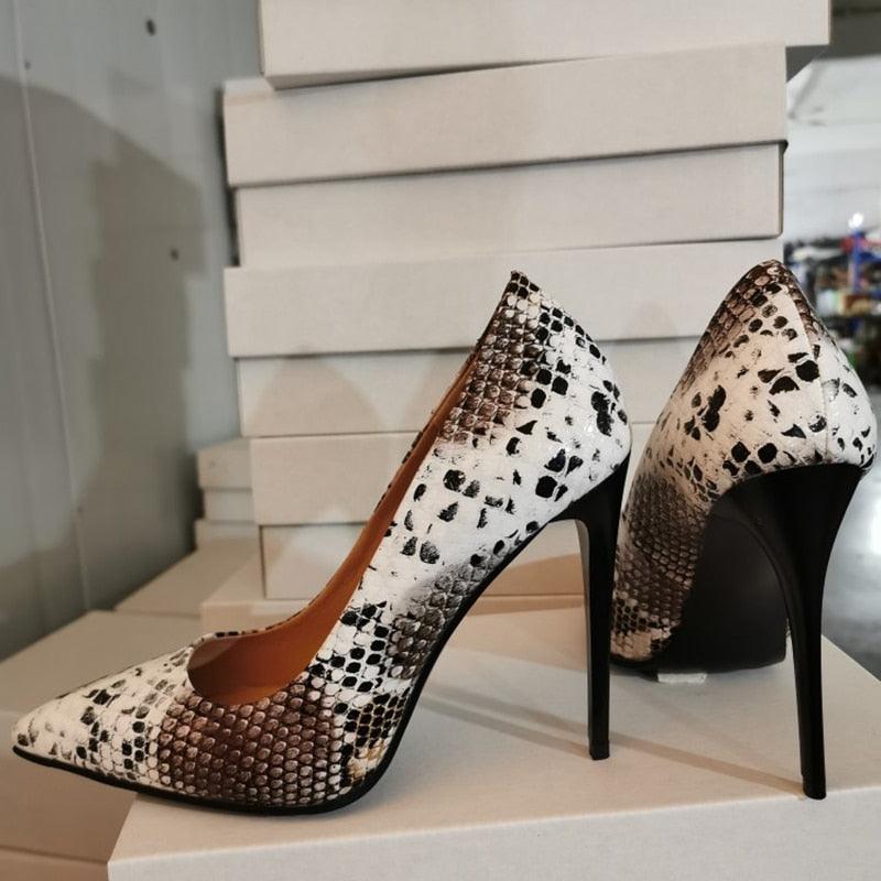Trending Gorgeous Spring Autumn Pumps - High Heels Slip On Snake Mixed Color Shoes (SH1)(WO3)(WO5)(CD)(F37)(F36)(F42)