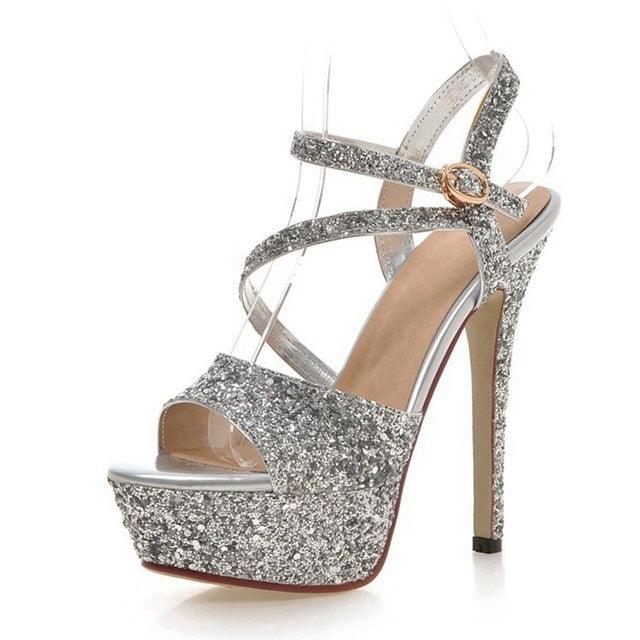 Gorgeous Women Bridal High Heel Sandals - 14cm Platform Cross Strap (D37)(SH2)(SS1)(CD)(WO1)