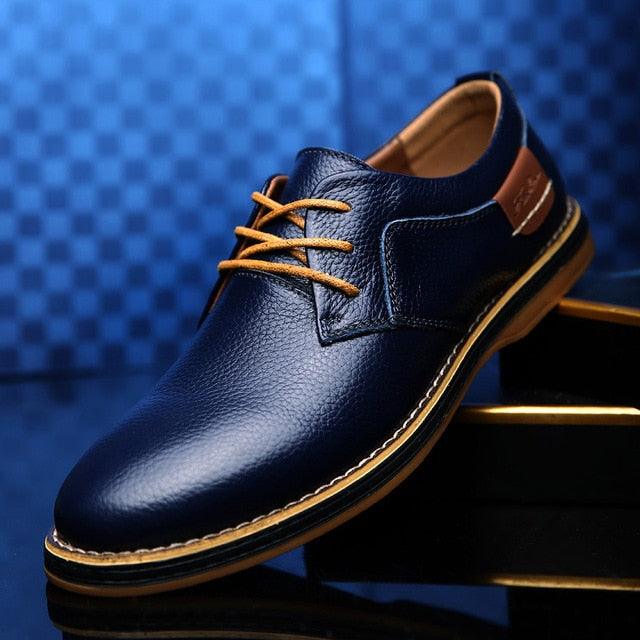 Genuine Leather Casual Male Shoes - Wear-Resistant Men Flats Oxfords Shoes (D14)(MSF2)