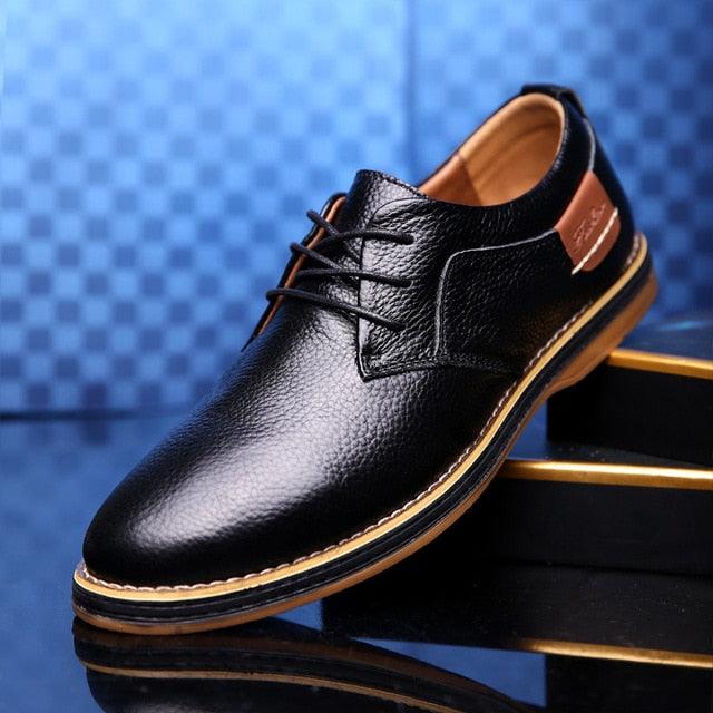 Genuine Leather Casual Male Shoes - Wear-Resistant Men Flats Oxfords Shoes (D14)(MSF2)