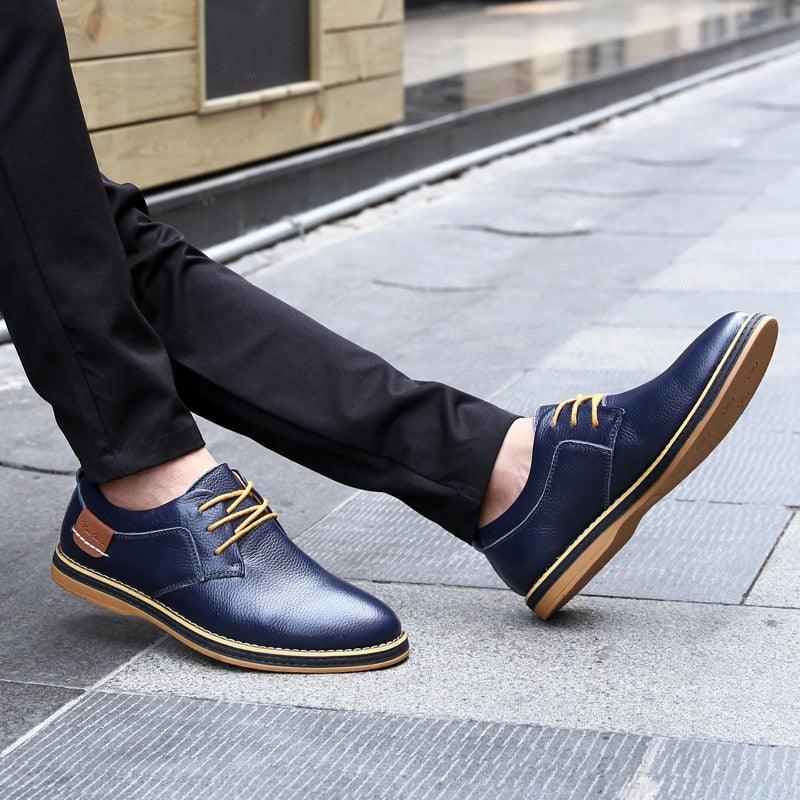 Genuine Leather Casual Male Shoes - Wear-Resistant Men Flats Oxfords Shoes (D14)(MSF2)