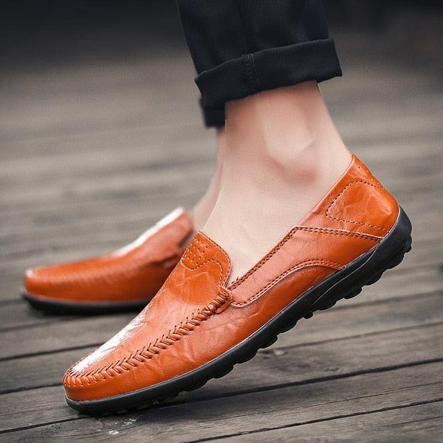 Genuine Leather Men's Casual Shoes - Comfortable Slip-On Driving Shoes (MSF3)(MSC2)(MSC4)