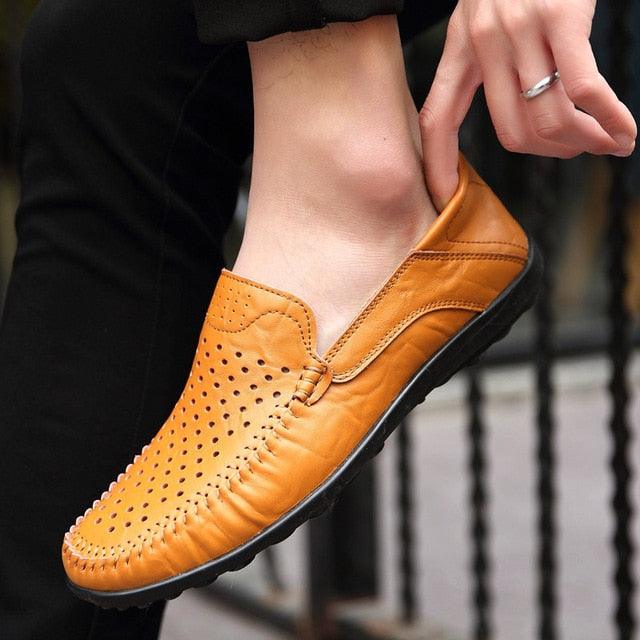 Genuine Leather Men's Casual Shoes - Comfortable Slip-On Driving Shoes (MSF3)(MSC2)(MSC4)