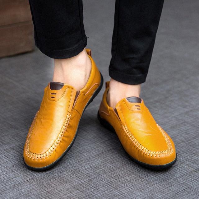 Genuine Leather Men's Casual Shoes - Comfortable Slip-On Driving Shoes (MSF3)(MSC2)(MSC4)