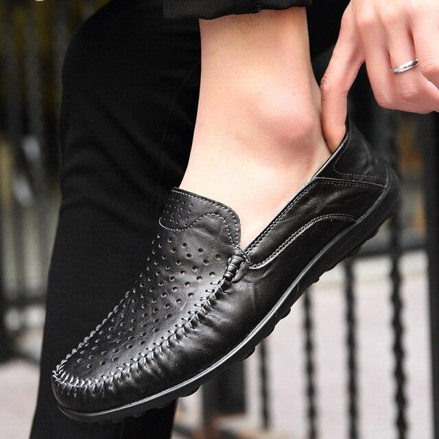 Genuine Leather Men's Casual Shoes - Comfortable Slip-On Driving Shoes (MSF3)(MSC2)(MSC4)