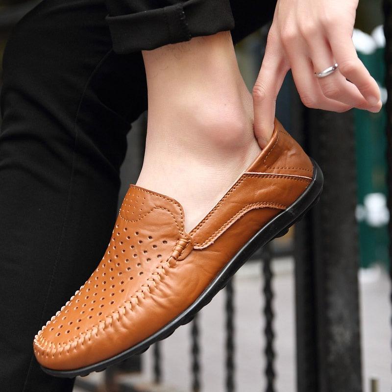 Genuine Leather Men's Casual Shoes - Comfortable Slip-On Driving Shoes (MSF3)(MSC2)(MSC4)