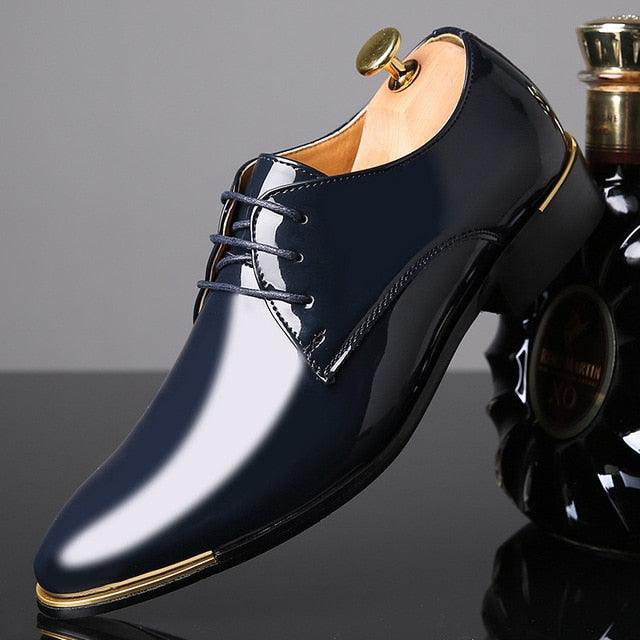 Patent Leather Men's Shoes - Men Wedding Oxford Shoes - Lace-Up (D14)(MSF2)
