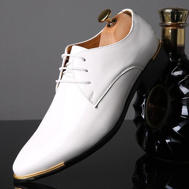 Patent Leather Men's Shoes - Men Wedding Oxford Shoes - Lace-Up (D14)(MSF2)