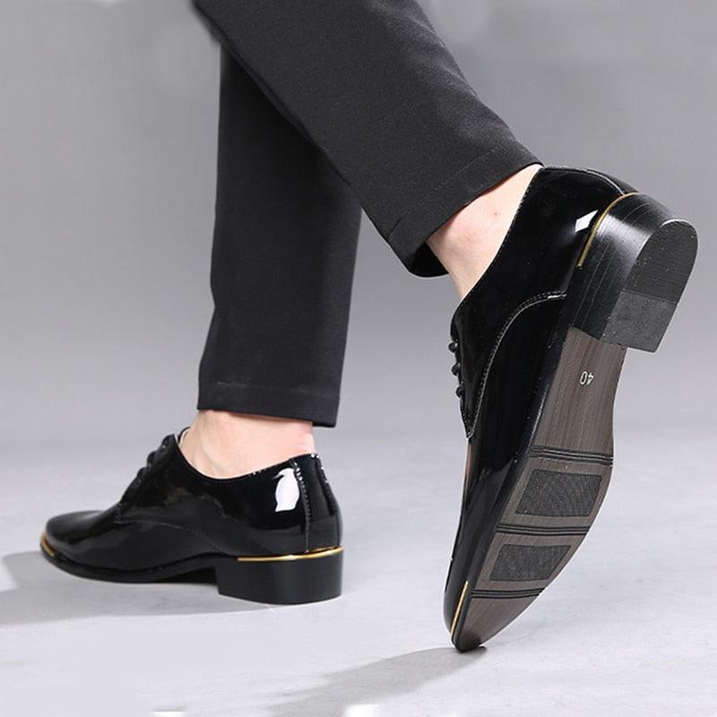 Patent Leather Men's Shoes - Men Wedding Oxford Shoes - Lace-Up (D14)(MSF2)