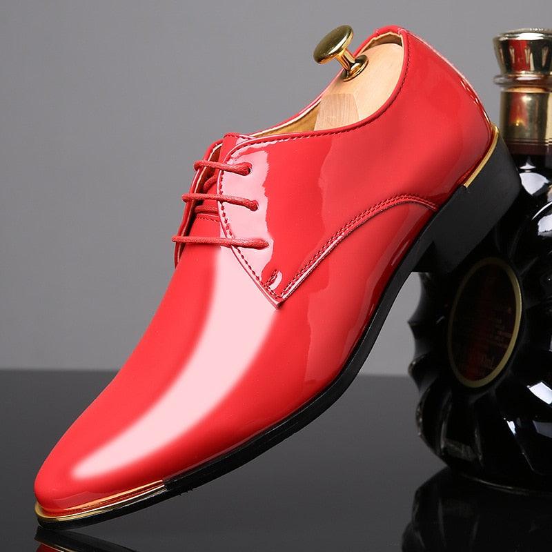 Patent Leather Men's Shoes - Men Wedding Oxford Shoes - Lace-Up (D14)(MSF2)