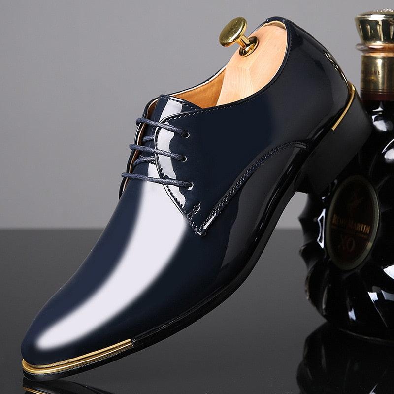 Patent Leather Men's Shoes - Men Wedding Oxford Shoes - Lace-Up (D14)(MSF2)