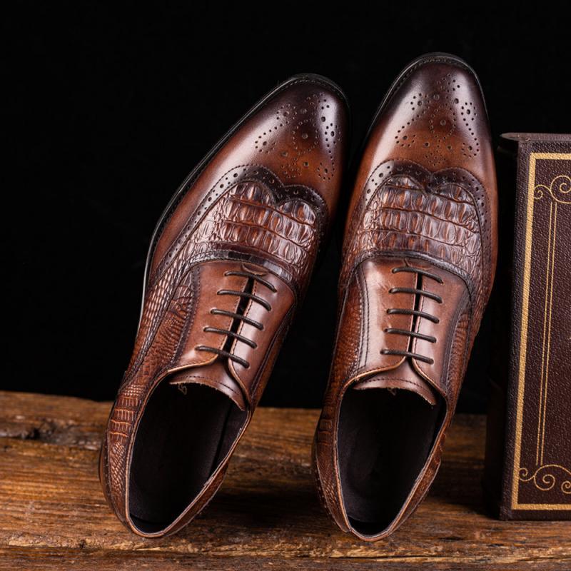 Men's Oxfords Shoes - British Style Leather Business Formal Shoes - Office Suit Dress Shoes (D14)(MSF1)