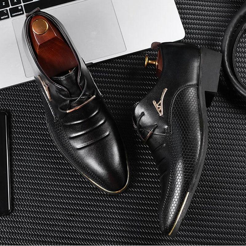 Men'S Leather Formal Shoes - Lace Up Dress Shoes - Oxfords Fashion Retro Shoes (MSF2)(F14)