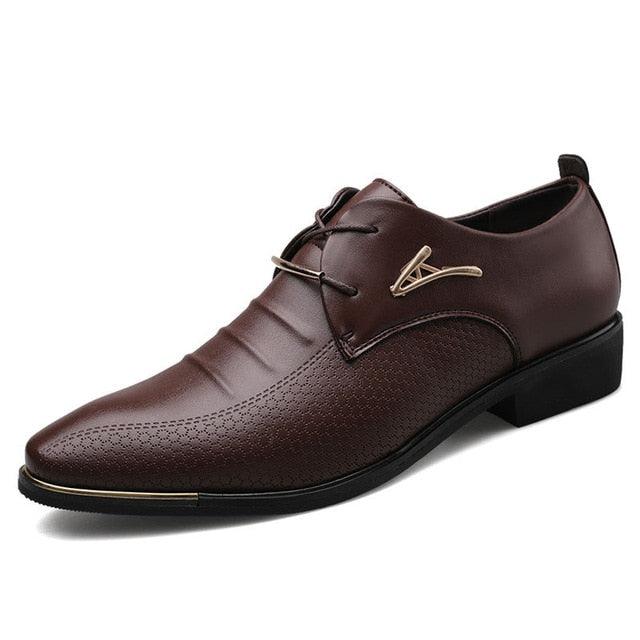 Men'S Leather Formal Shoes - Lace Up Dress Shoes - Oxfords Fashion Retro Shoes (MSF2)(F14)