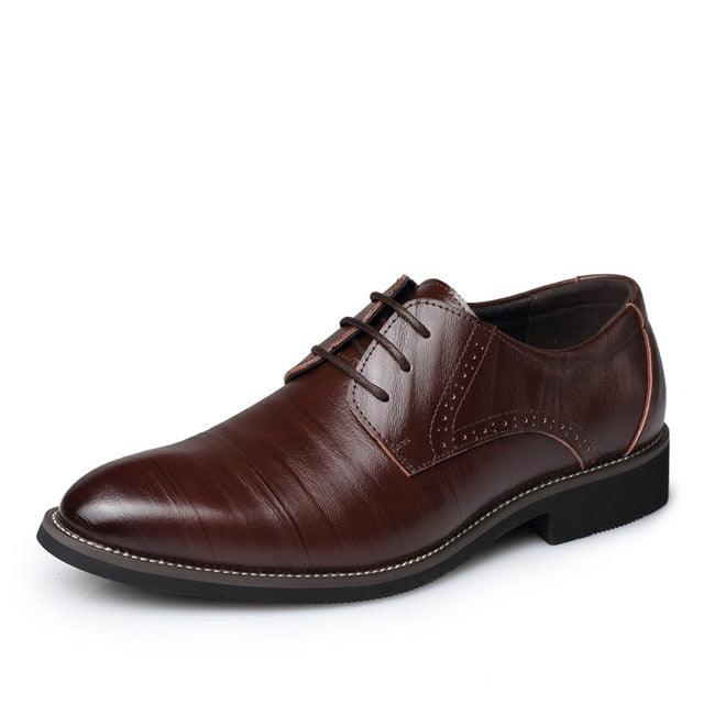 Men's Dress Oxfords Shoes - Business Office Pointed Footwear - Lace-Up Men's Formal Shoes (MSF2)