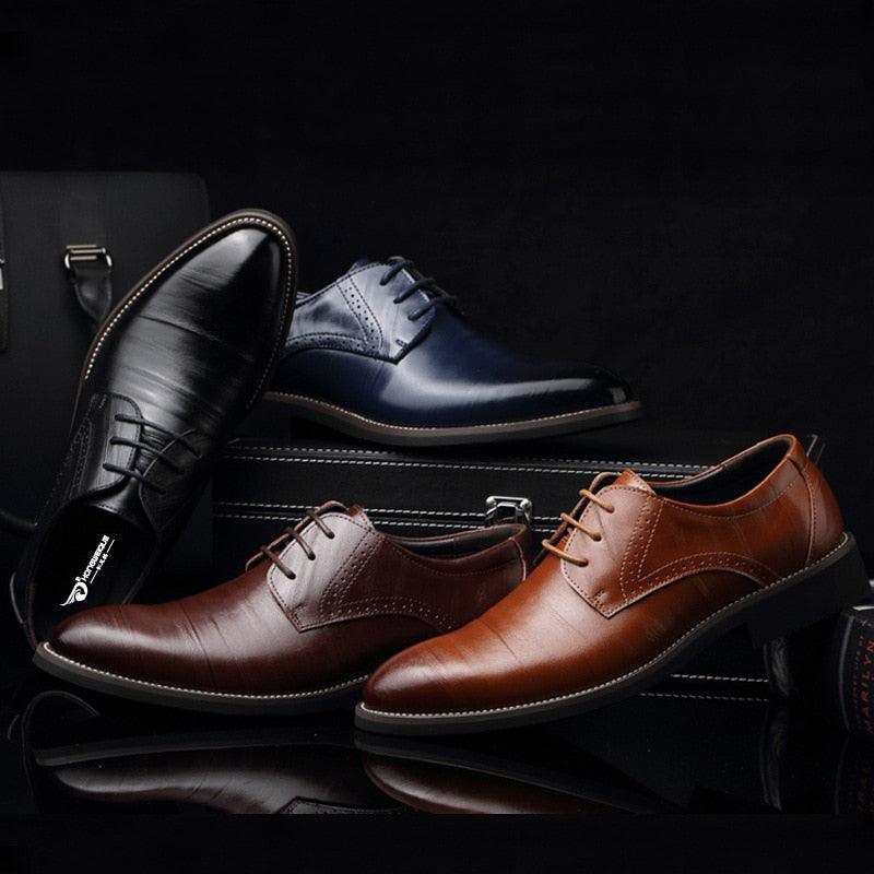 Men's Dress Oxfords Shoes - Business Office Pointed Footwear - Lace-Up Men's Formal Shoes (MSF2)