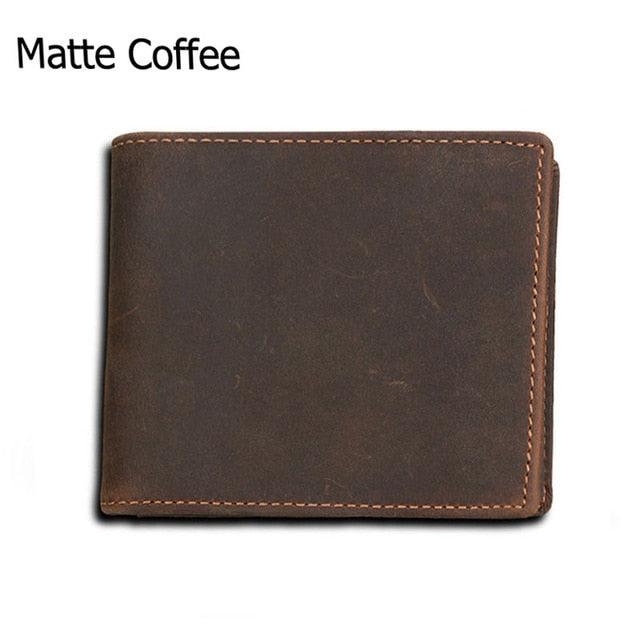 Men's Wallet Genuine Leather Wallet - Handmade Billfold Coin Short Wallet (MA5)(F17)