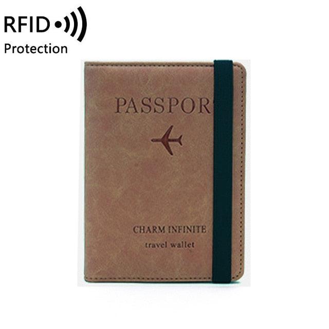 Vintage Business Passport Covers Holder - Multi-Function ID Bank Card PU Leather Wallet Case (LT8)(F79)