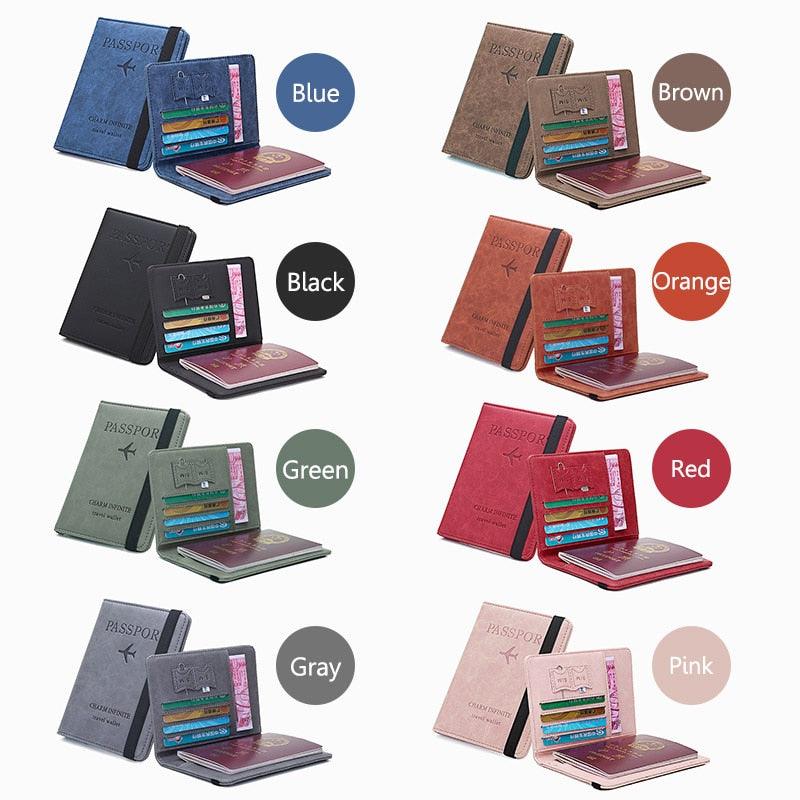 Vintage Business Passport Covers Holder - Multi-Function ID Bank Card PU Leather Wallet Case (LT8)(F79)